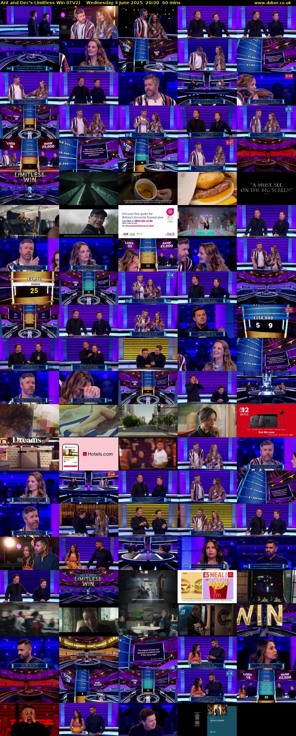 Ant and Dec's Limitless Win (ITV2) Wednesday 4 June 2025 20:00 - 21:00