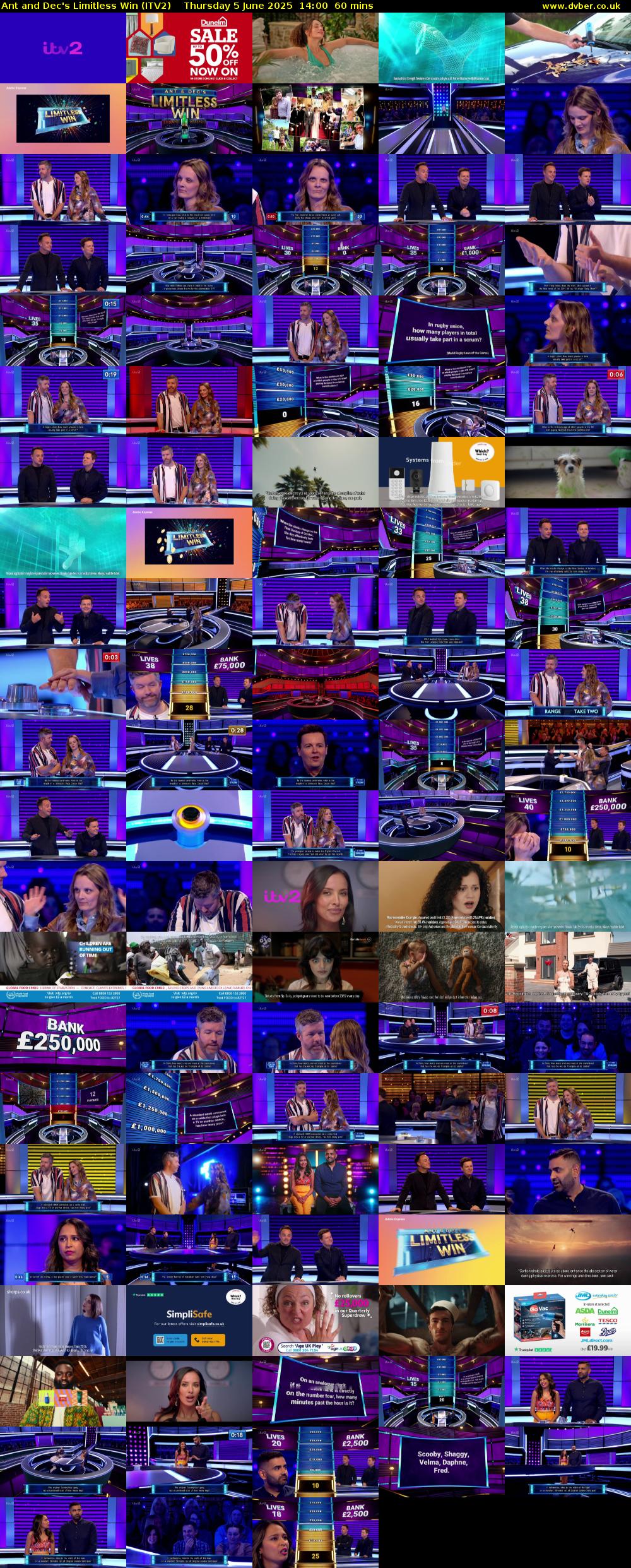 Ant and Dec's Limitless Win (ITV2) Thursday 5 June 2025 14:00 - 15:00