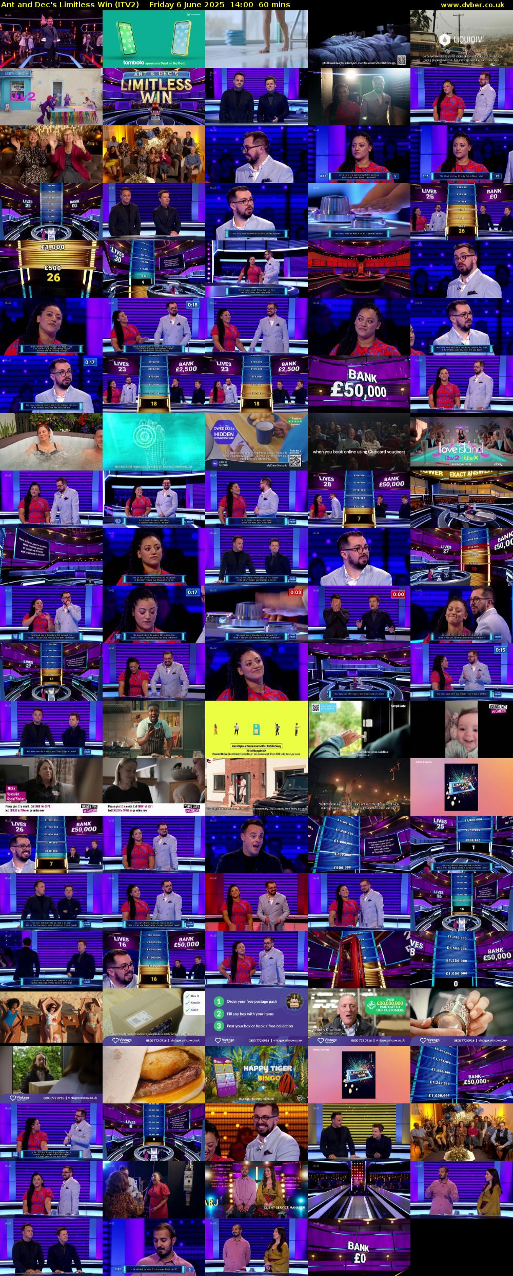 Ant and Dec's Limitless Win (ITV2) Friday 6 June 2025 14:00 - 15:00