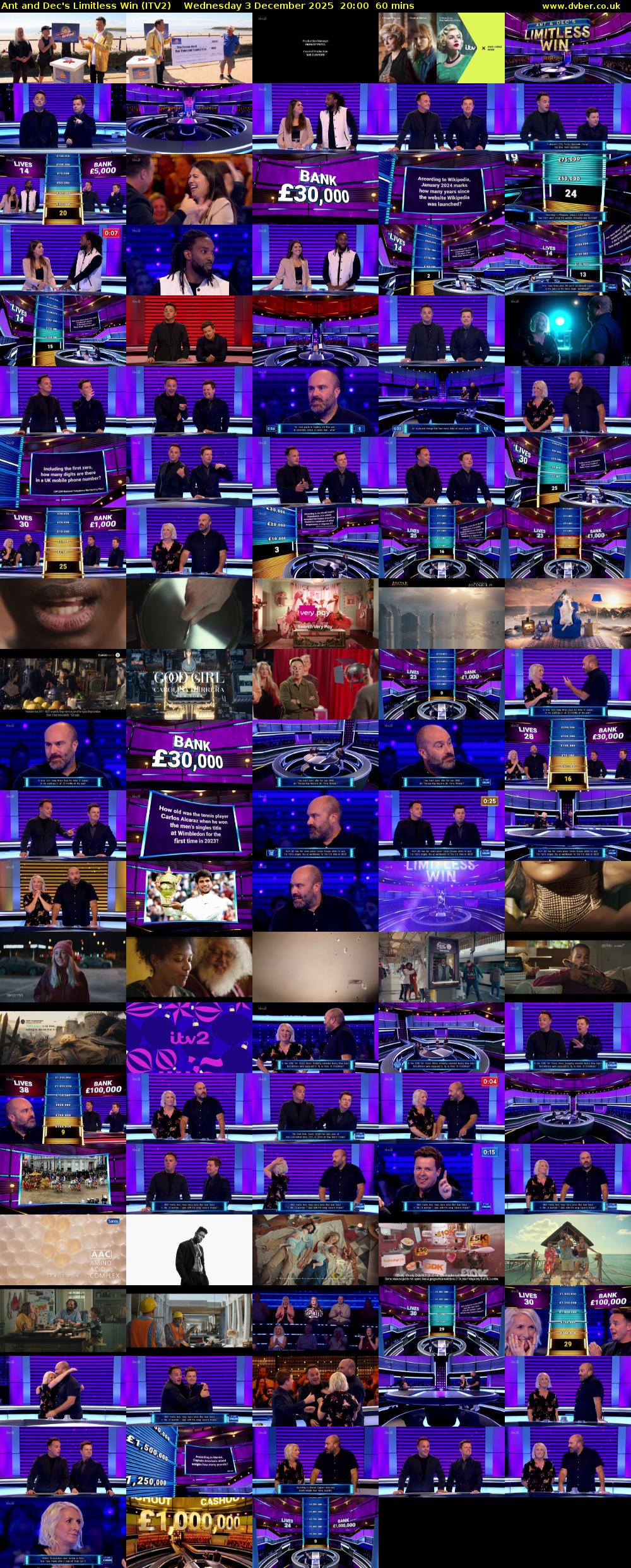 Ant and Dec's Limitless Win (ITV2) Wednesday 3 December 2025 20:00 - 21:00