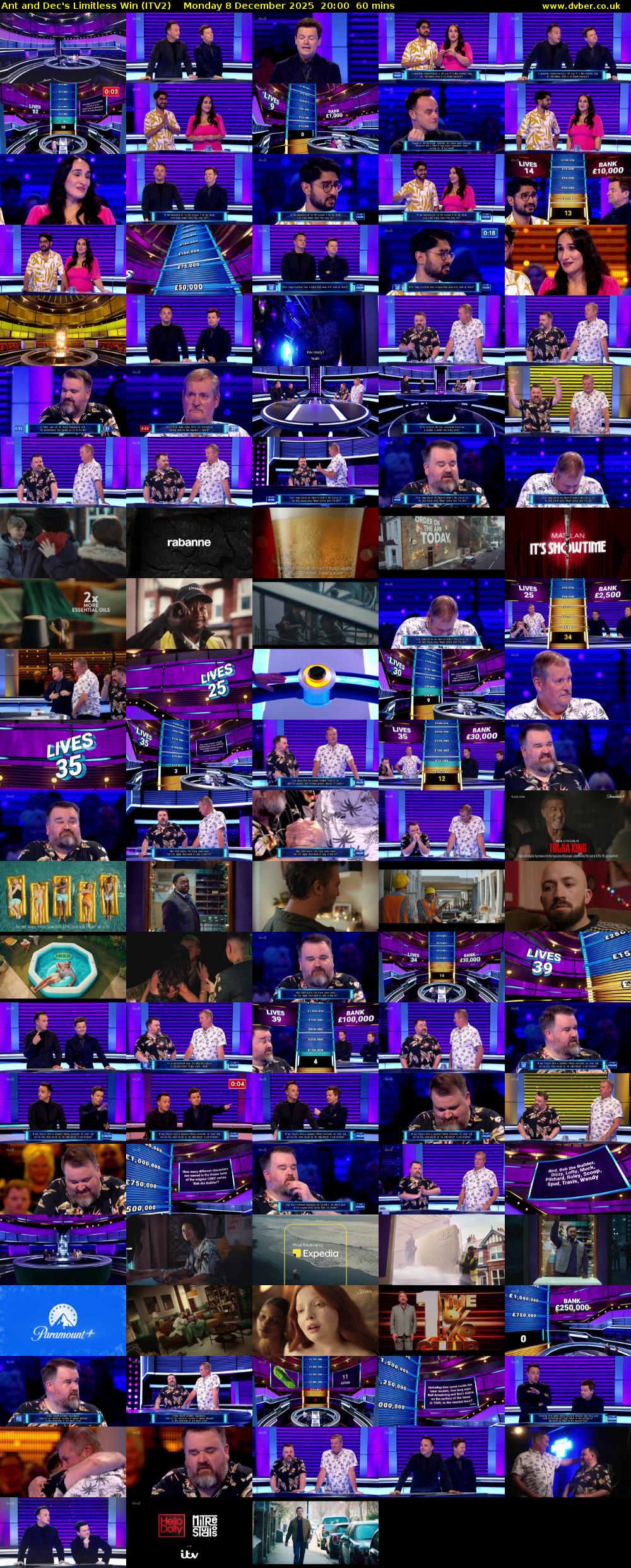 Ant and Dec's Limitless Win (ITV2) Monday 8 December 2025 20:00 - 21:00