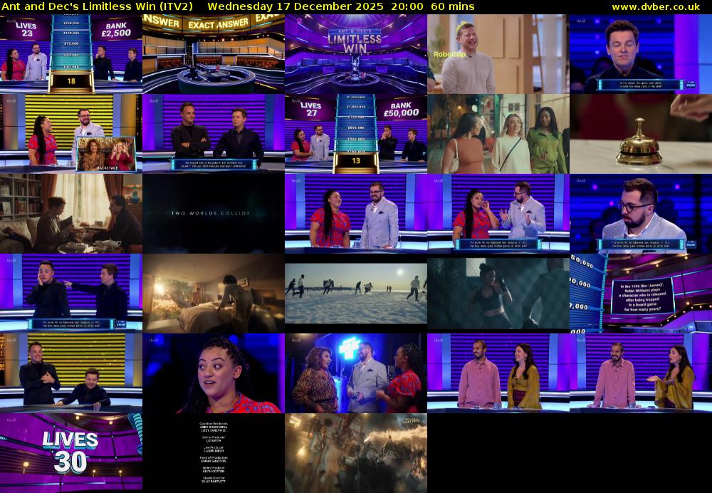 Ant and Dec's Limitless Win (ITV2) Wednesday 17 December 2025 20:00 - 21:00
