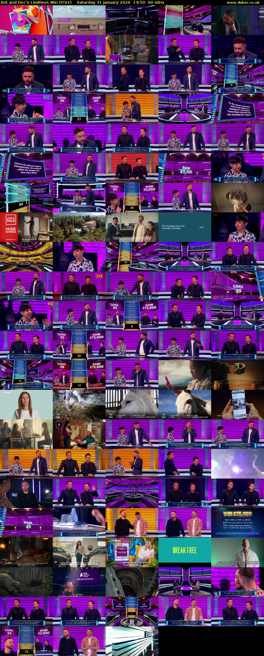 Ant and Dec's Limitless Win (ITV2) Saturday 31 January 2026 14:50 - 15:50