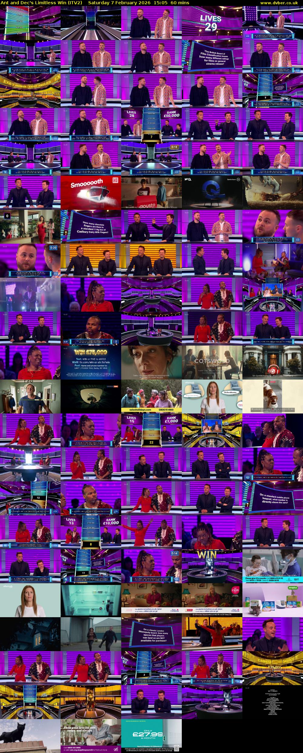 Ant and Dec's Limitless Win (ITV2) Saturday 7 February 2026 15:05 - 16:05