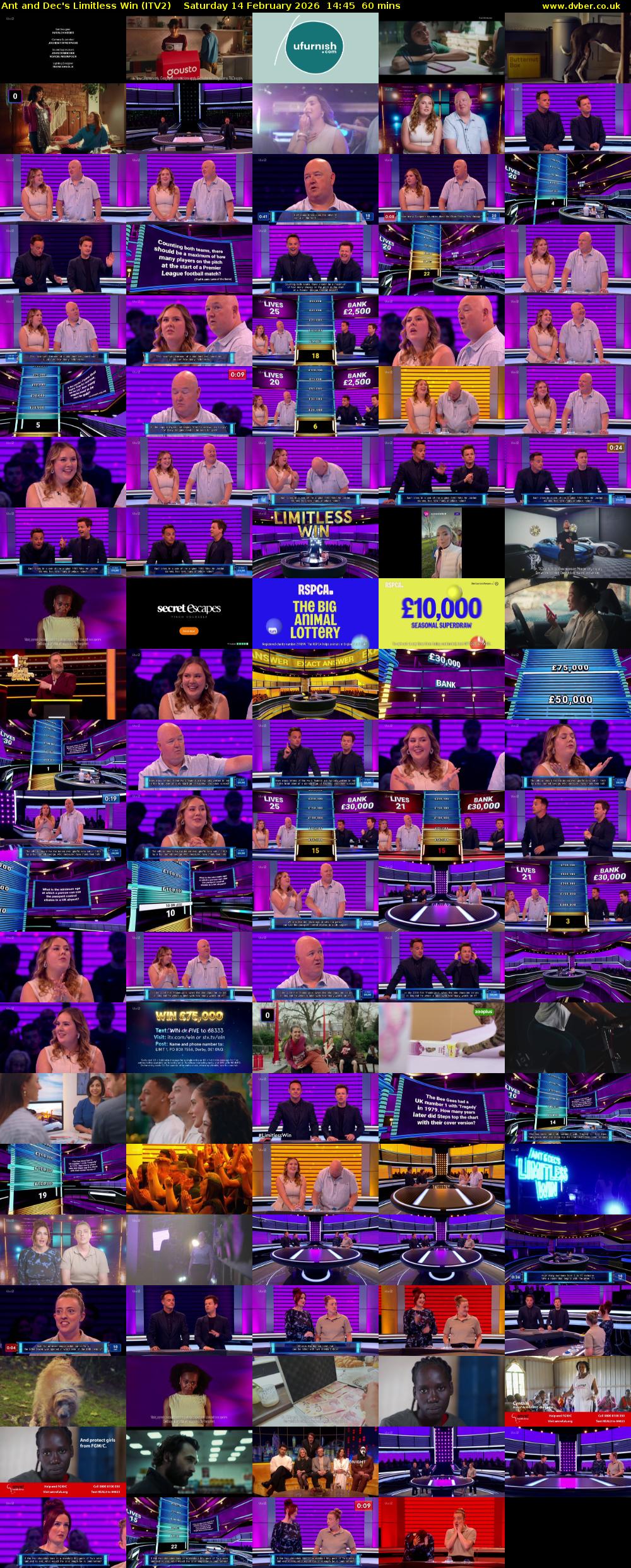 Ant and Dec's Limitless Win (ITV2) Saturday 14 February 2026 14:45 - 15:45