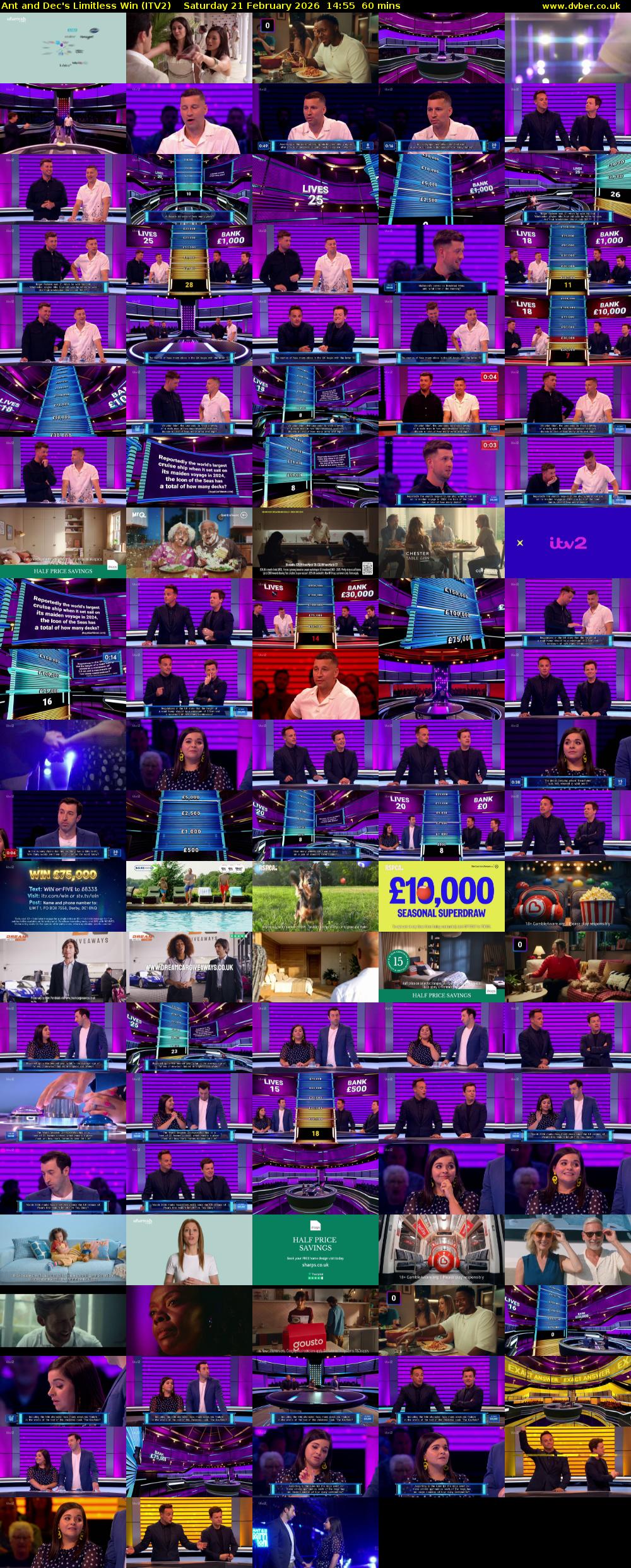 Ant and Dec's Limitless Win (ITV2) Saturday 21 February 2026 14:55 - 15:55