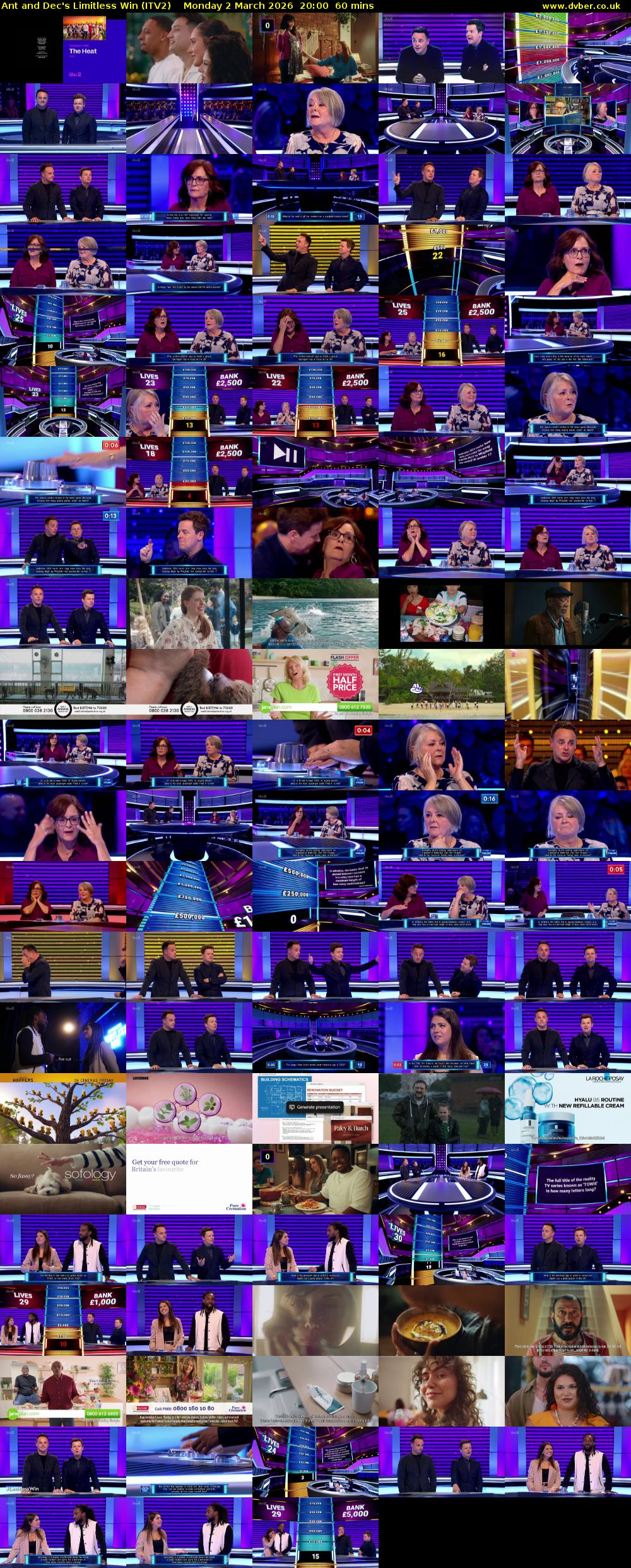 Ant and Dec's Limitless Win (ITV2) Monday 2 March 2026 20:00 - 21:00