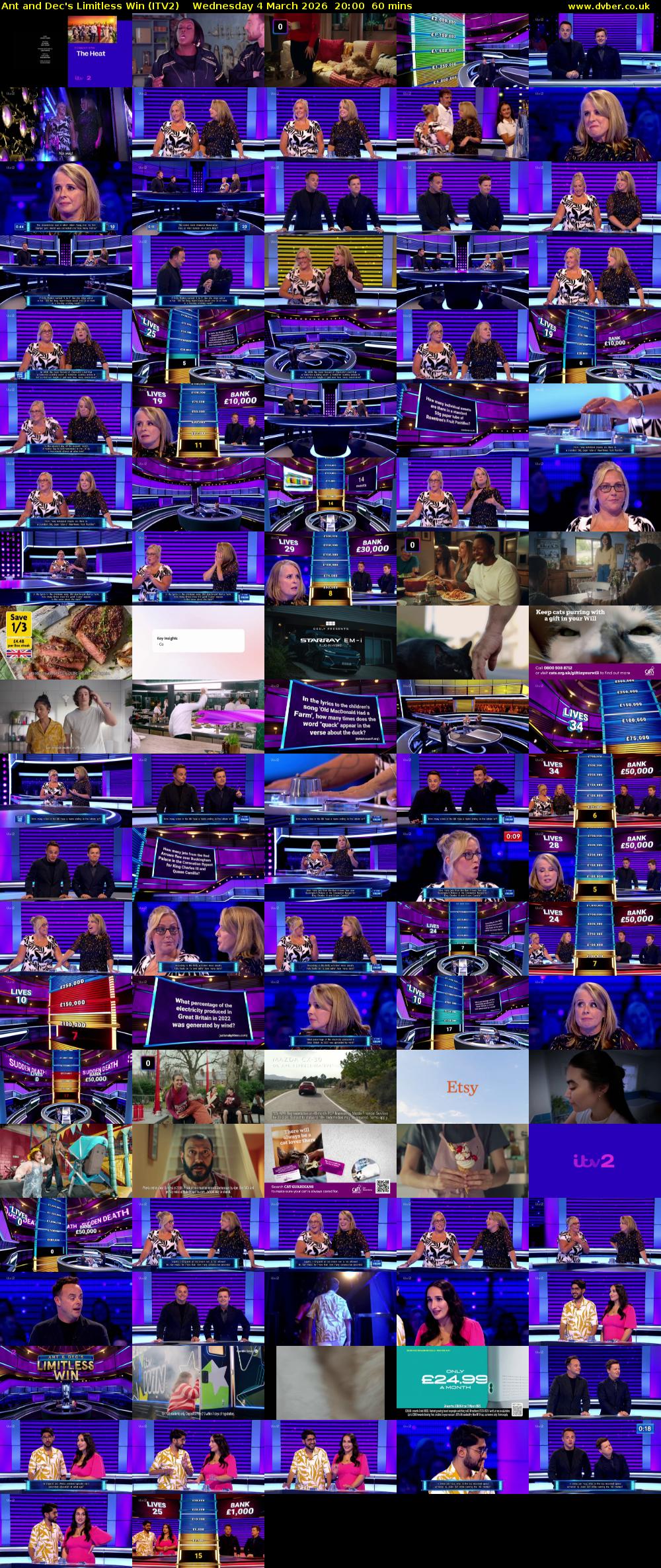 Ant and Dec's Limitless Win (ITV2) Wednesday 4 March 2026 20:00 - 21:00