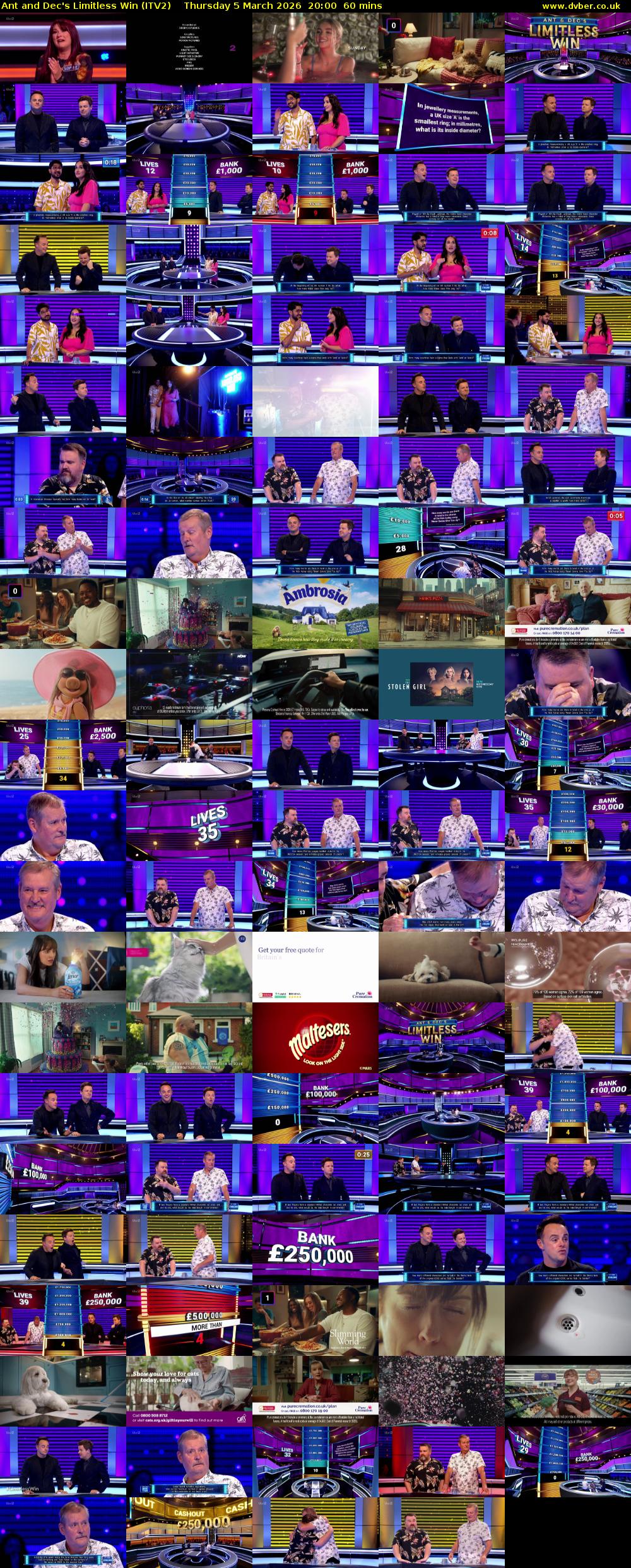 Ant and Dec's Limitless Win (ITV2) Thursday 5 March 2026 20:00 - 21:00