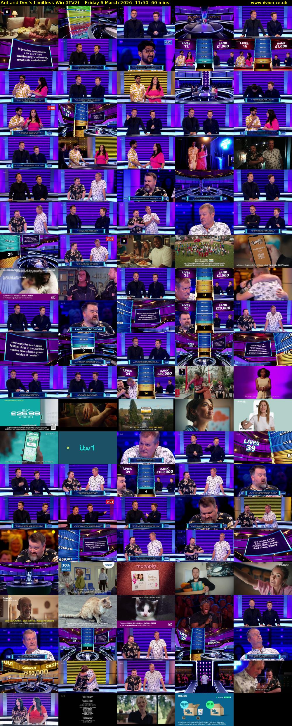 Ant and Dec's Limitless Win (ITV2) Friday 6 March 2026 11:50 - 12:50