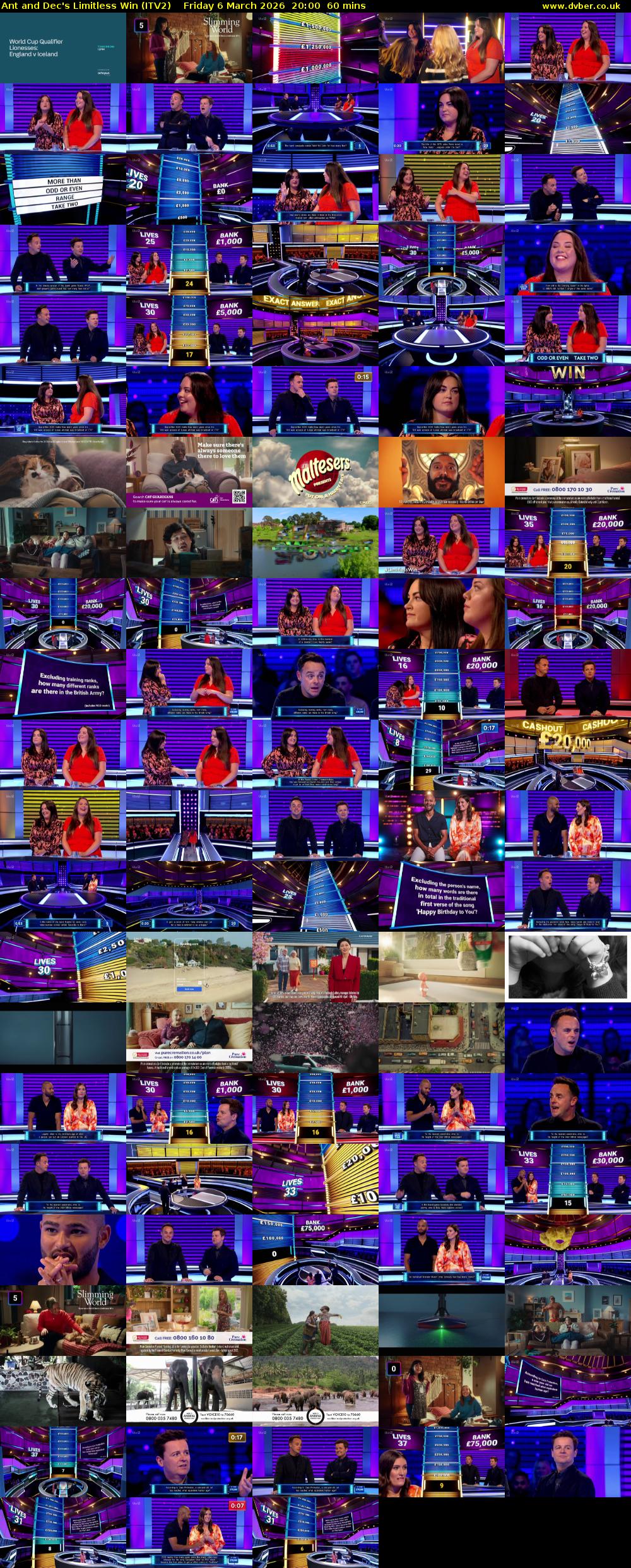 Ant and Dec's Limitless Win (ITV2) Friday 6 March 2026 20:00 - 21:00