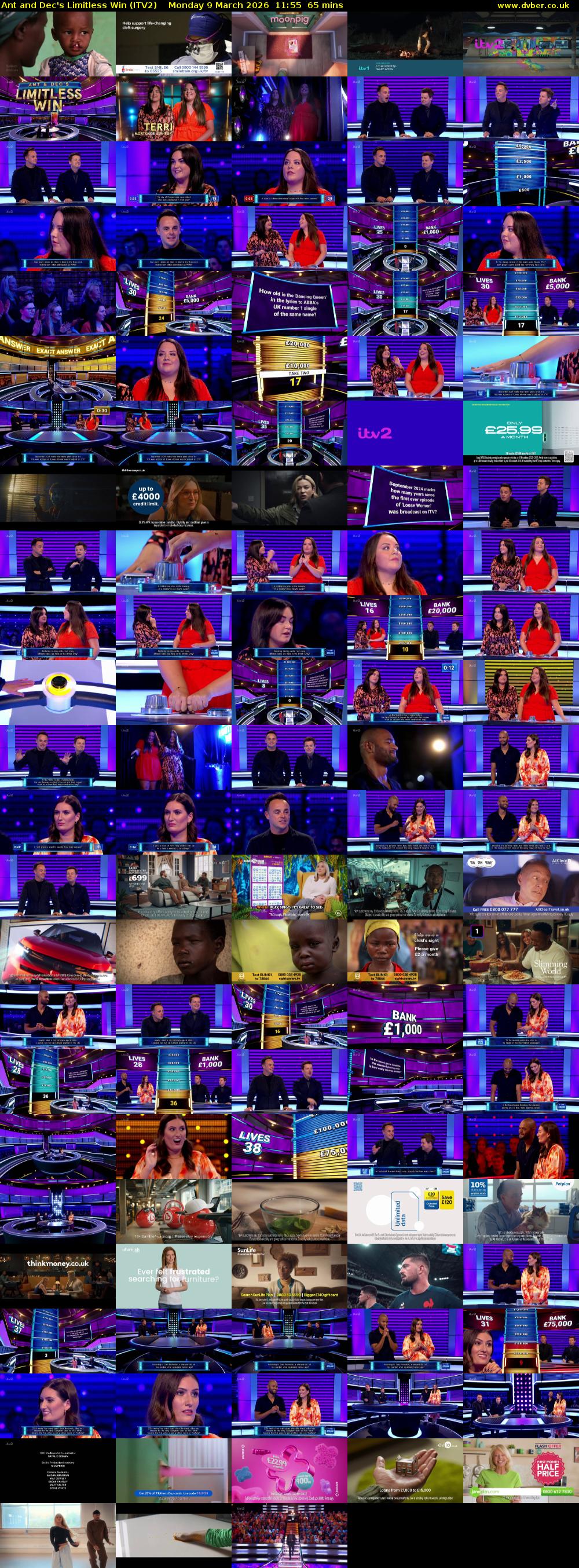 Ant and Dec's Limitless Win (ITV2) Monday 9 March 2026 11:55 - 13:00
