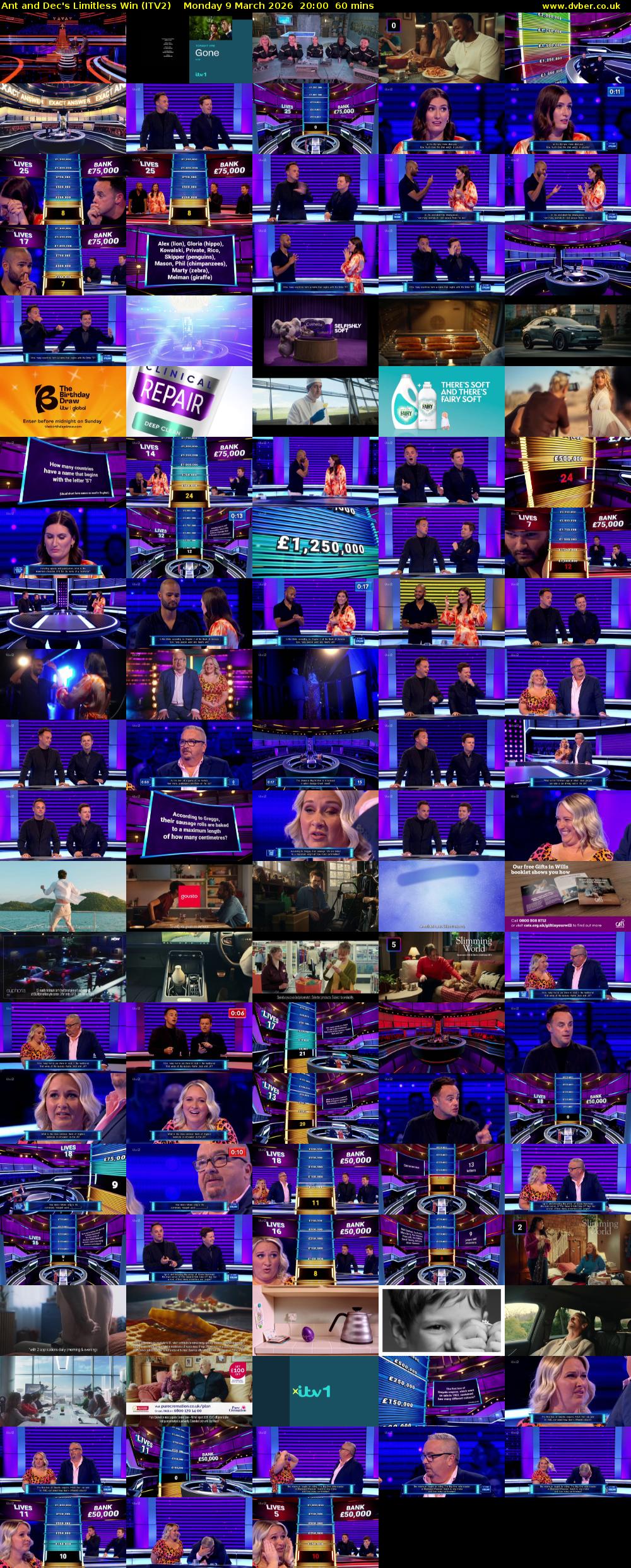Ant and Dec's Limitless Win (ITV2) Monday 9 March 2026 20:00 - 21:00