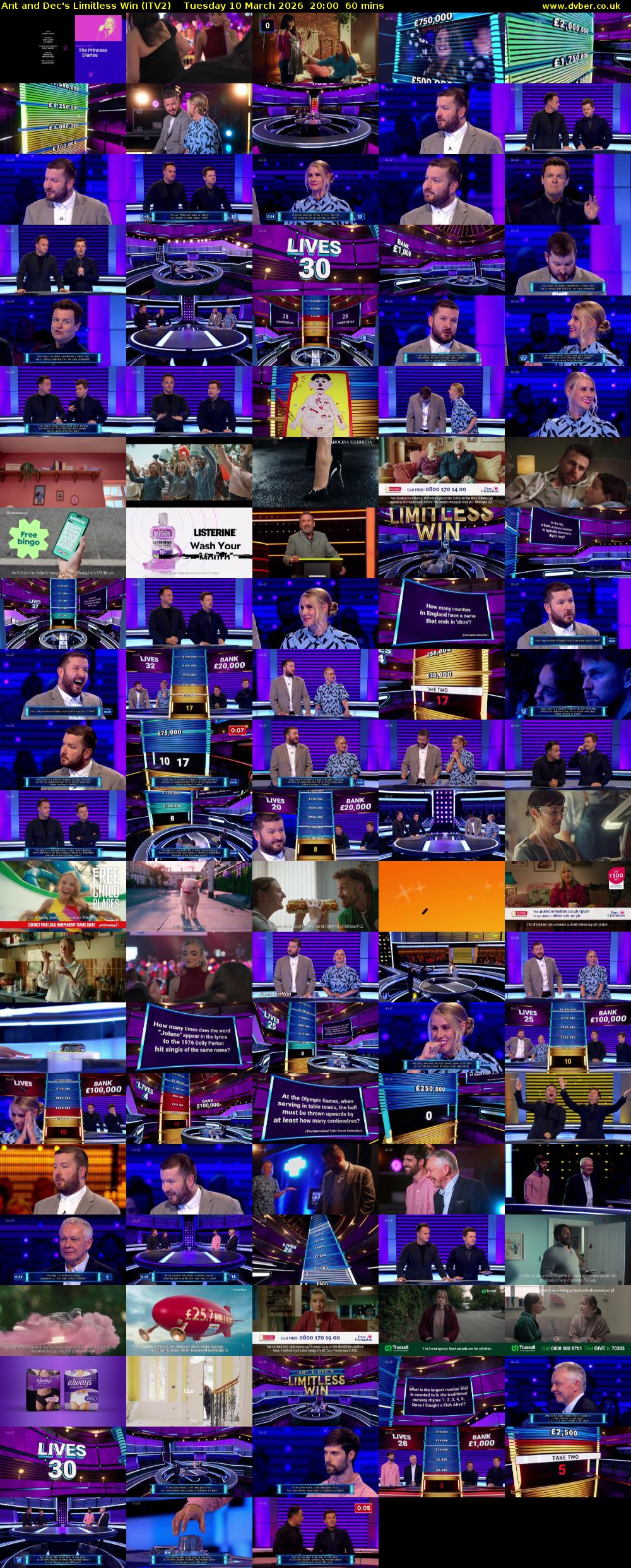 Ant and Dec's Limitless Win (ITV2) Tuesday 10 March 2026 20:00 - 21:00