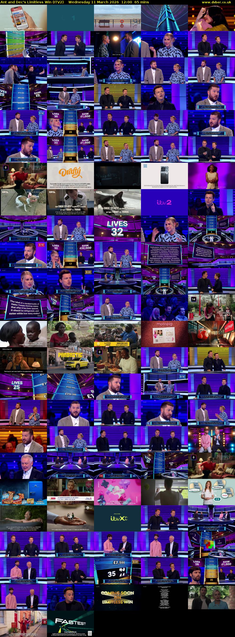 Ant and Dec's Limitless Win (ITV2) Wednesday 11 March 2026 12:00 - 13:05