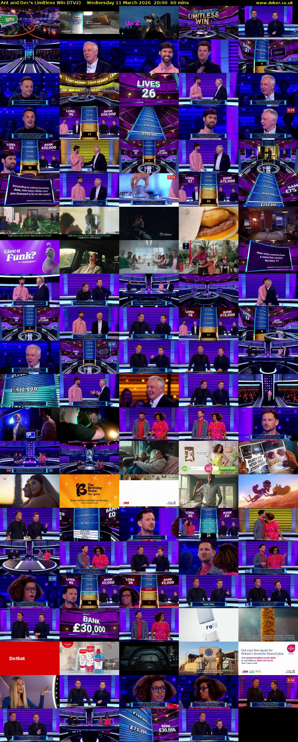 Ant and Dec's Limitless Win (ITV2) Wednesday 11 March 2026 20:00 - 21:00