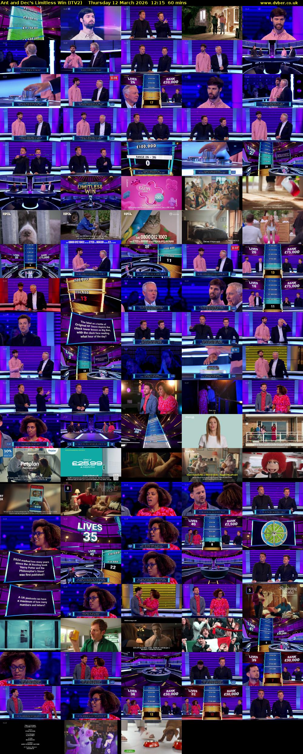 Ant and Dec's Limitless Win (ITV2) Thursday 12 March 2026 12:15 - 13:15