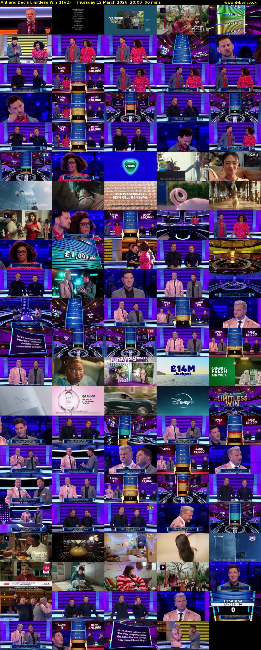 Ant and Dec's Limitless Win (ITV2) Thursday 12 March 2026 20:00 - 21:00