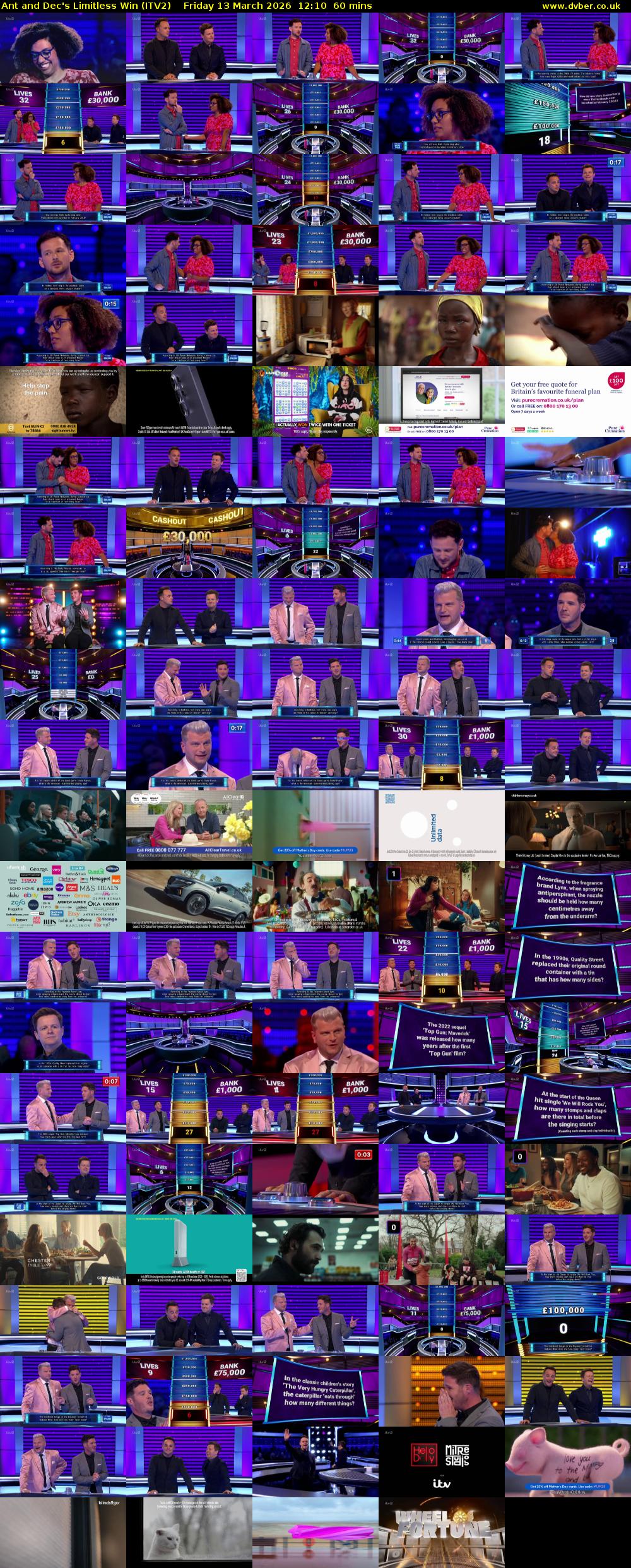 Ant and Dec's Limitless Win (ITV2) Friday 13 March 2026 12:10 - 13:10