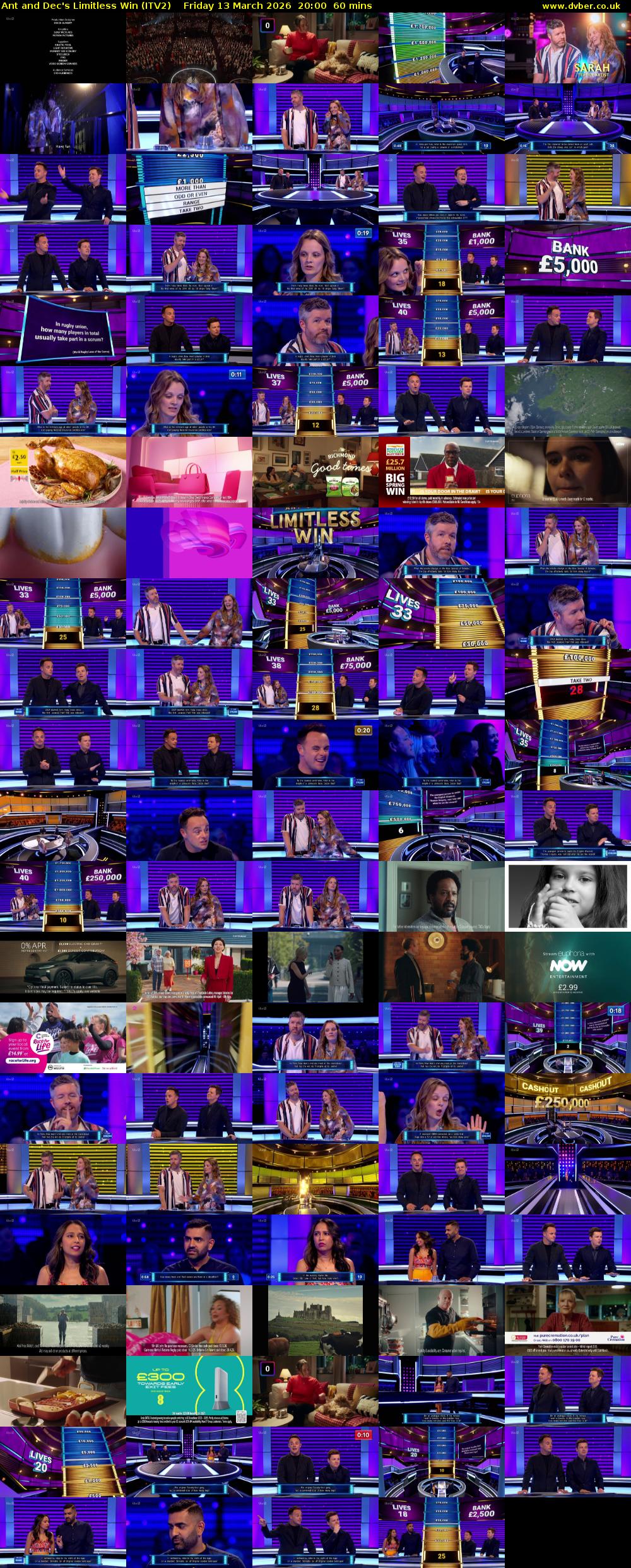 Ant and Dec's Limitless Win (ITV2) Friday 13 March 2026 20:00 - 21:00