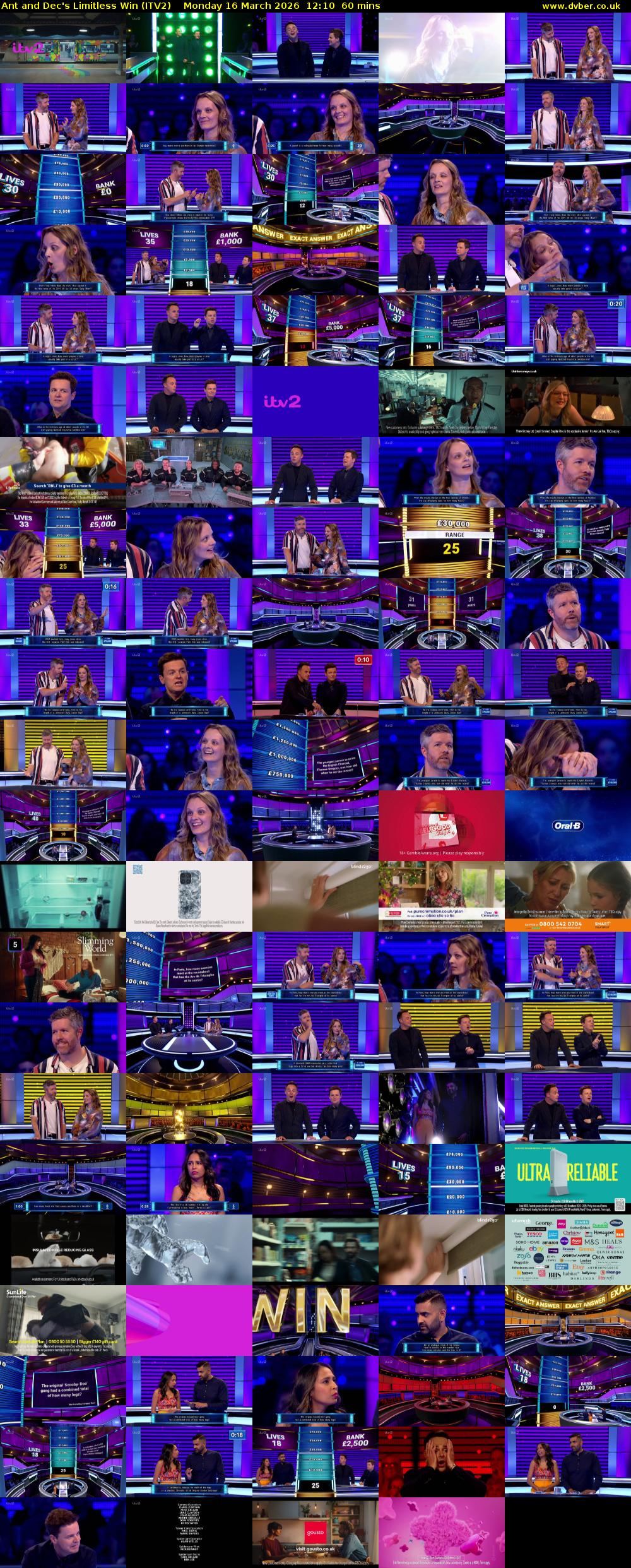 Ant and Dec's Limitless Win (ITV2) Monday 16 March 2026 12:10 - 13:10
