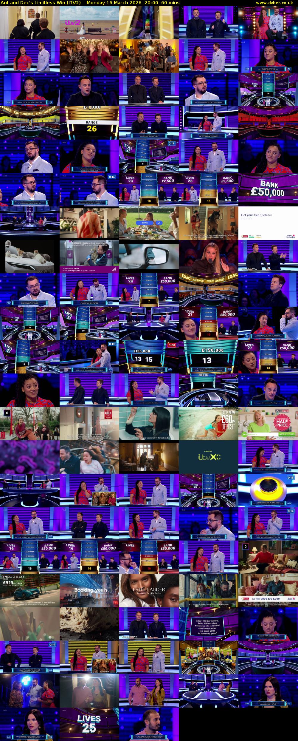 Ant and Dec's Limitless Win (ITV2) Monday 16 March 2026 20:00 - 21:00