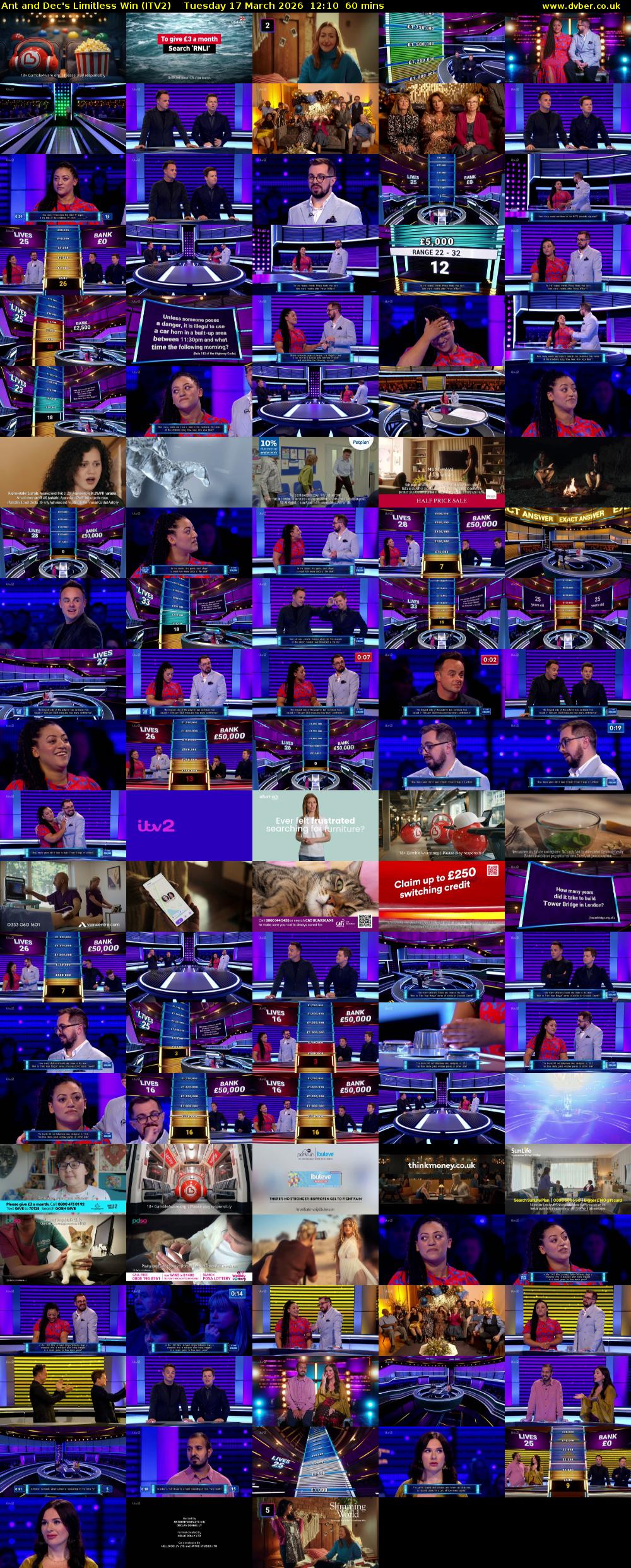 Ant and Dec's Limitless Win (ITV2) Tuesday 17 March 2026 12:10 - 13:10