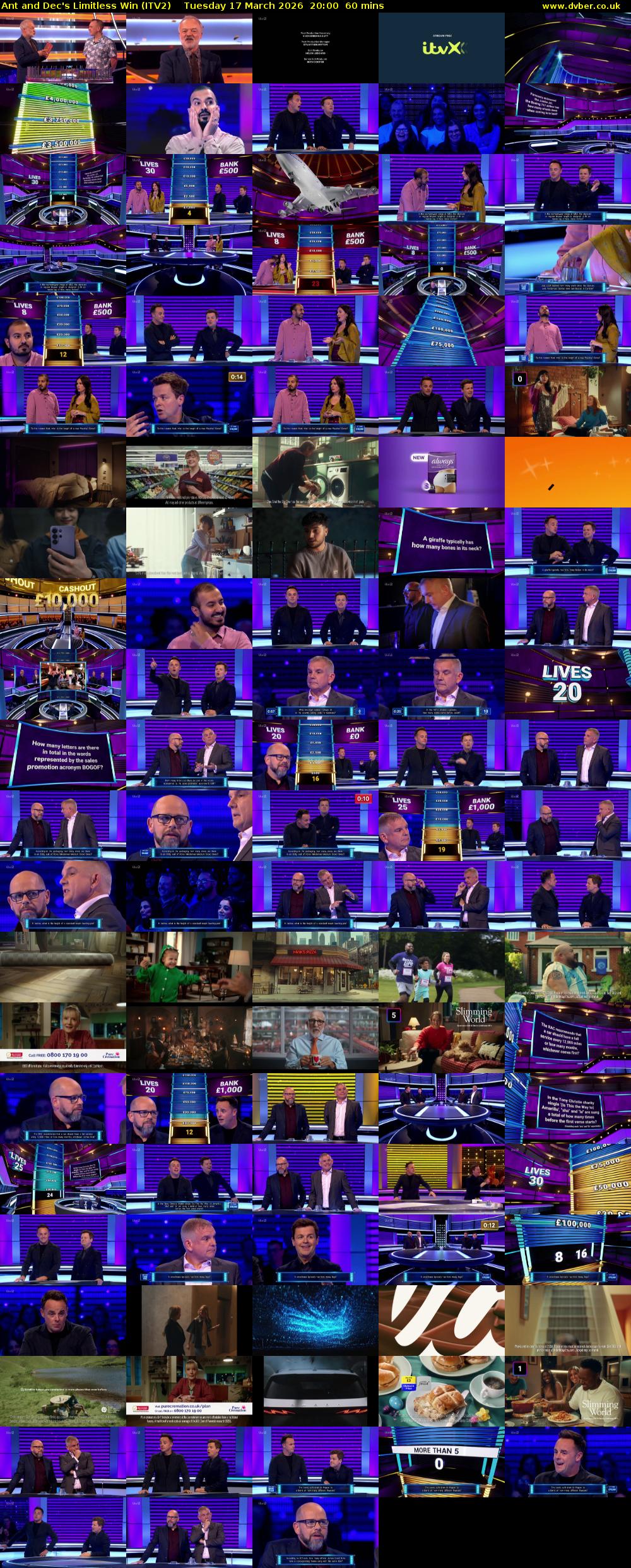 Ant and Dec's Limitless Win (ITV2) Tuesday 17 March 2026 20:00 - 21:00