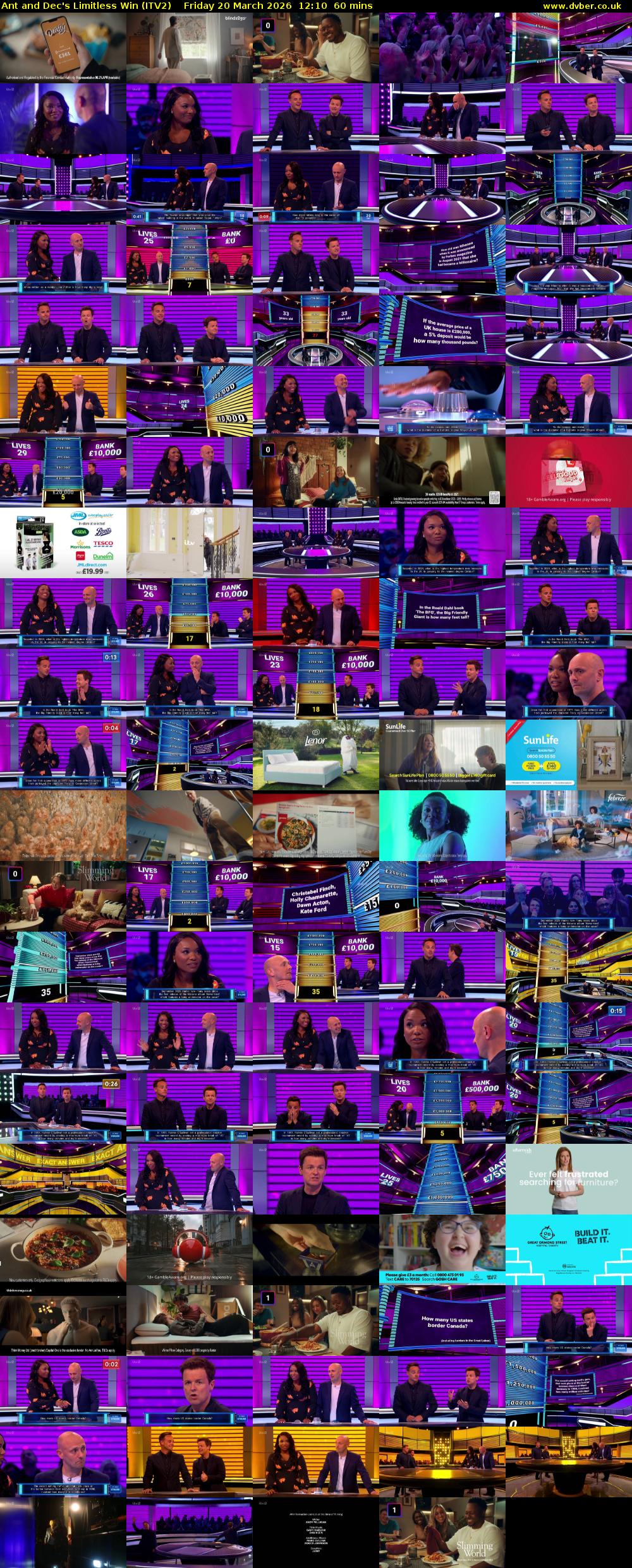 Ant and Dec's Limitless Win (ITV2) Friday 20 March 2026 12:10 - 13:10