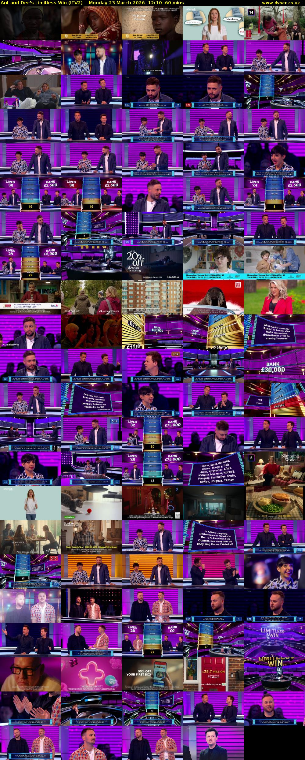 Ant and Dec's Limitless Win (ITV2) Monday 23 March 2026 12:10 - 13:10