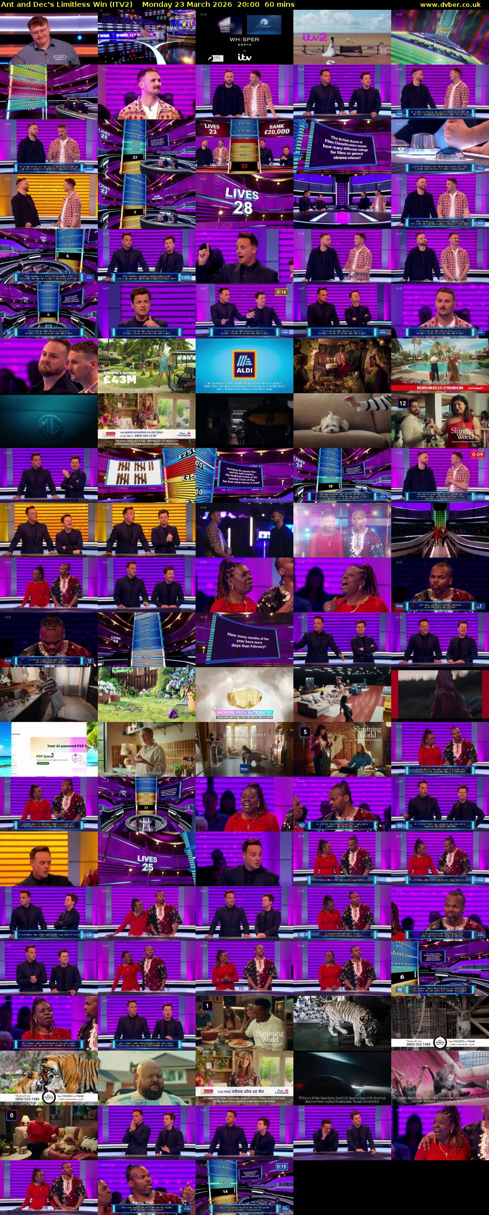 Ant and Dec's Limitless Win (ITV2) Monday 23 March 2026 20:00 - 21:00