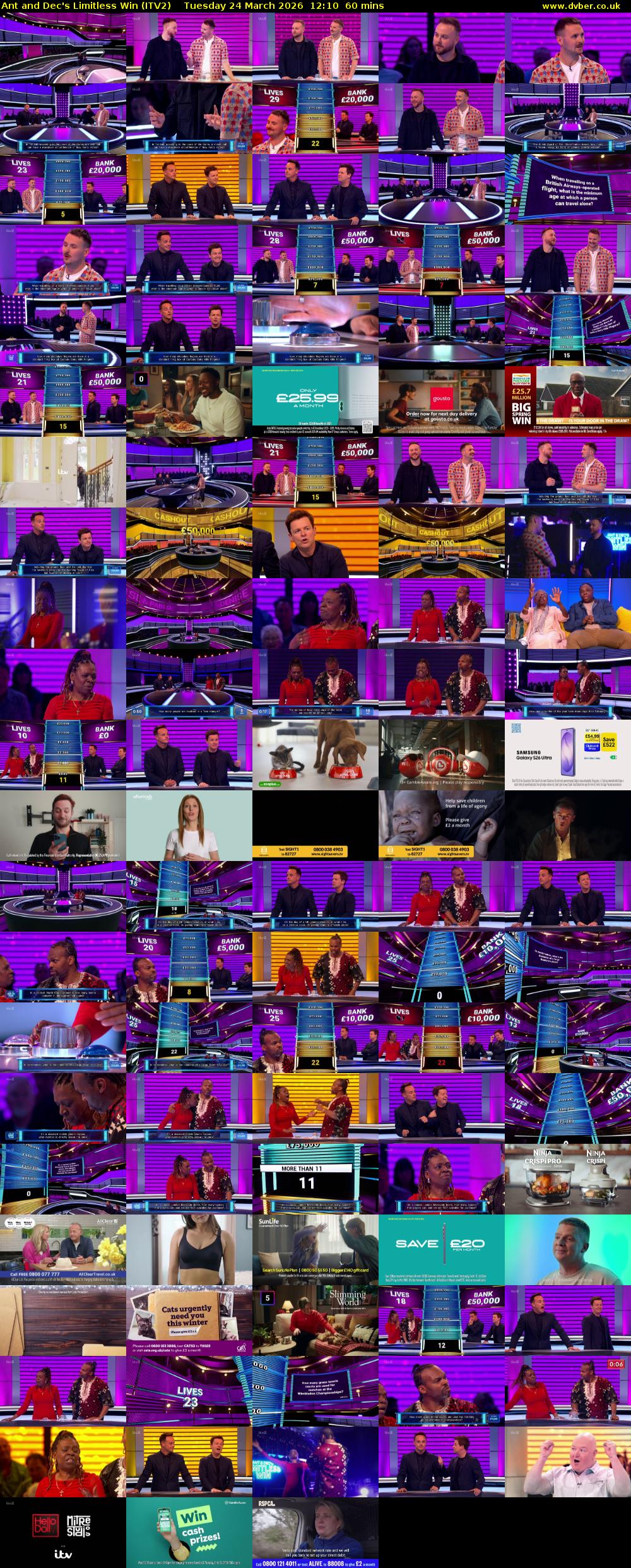 Ant and Dec's Limitless Win (ITV2) Tuesday 24 March 2026 12:10 - 13:10