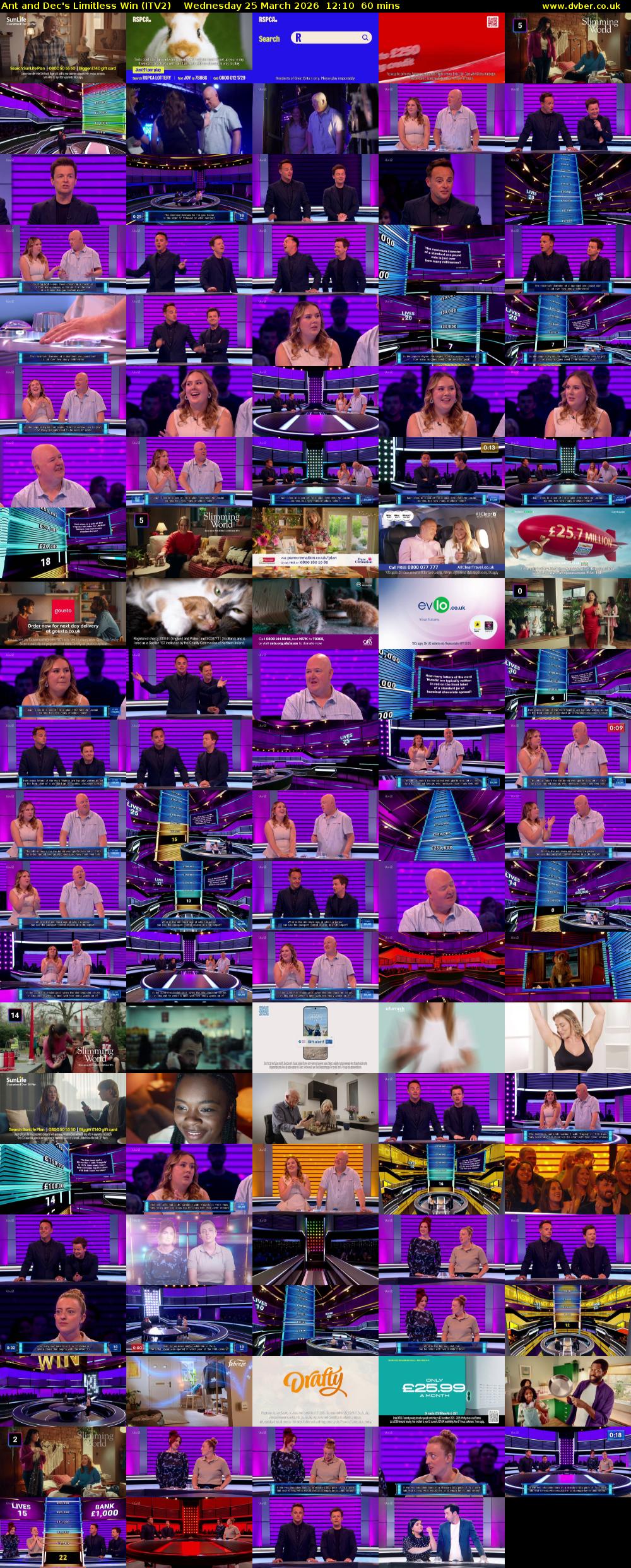 Ant and Dec's Limitless Win (ITV2) Wednesday 25 March 2026 12:10 - 13:10
