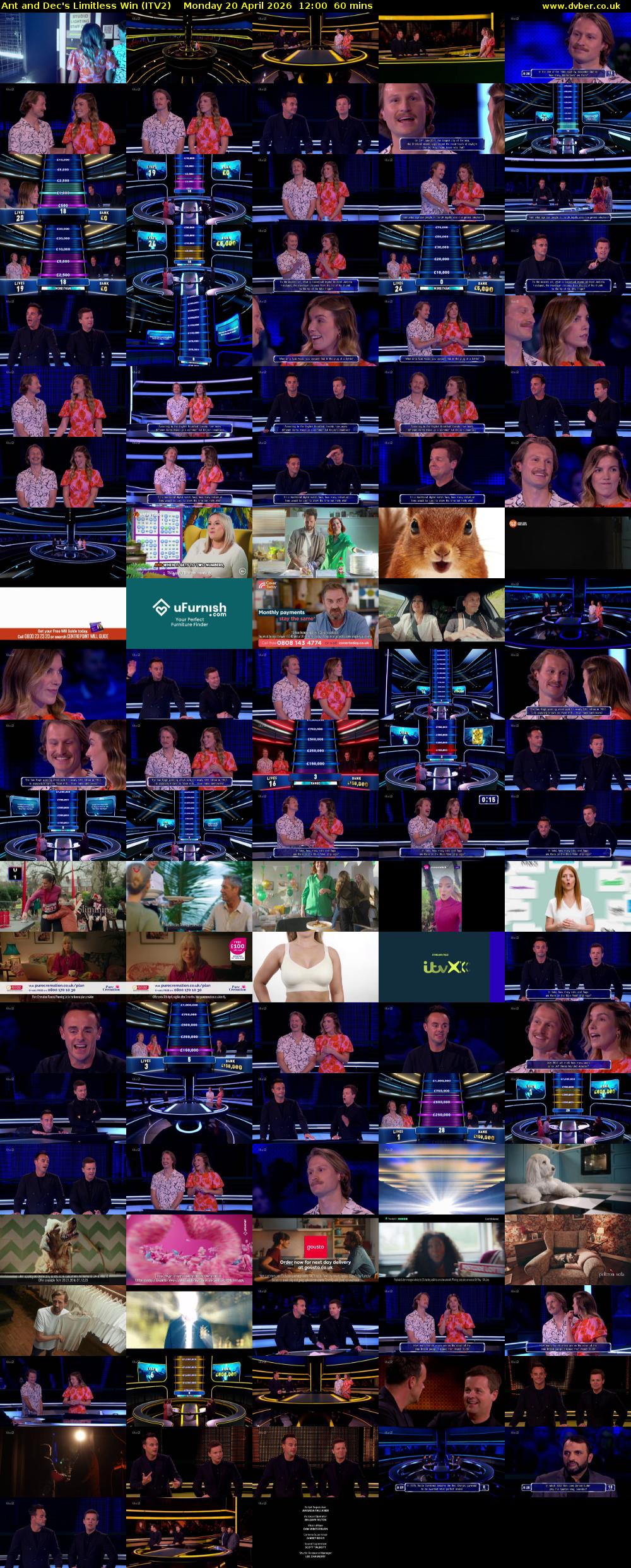 Ant and Dec's Limitless Win (ITV2) Monday 20 April 2026 12:00 - 13:00