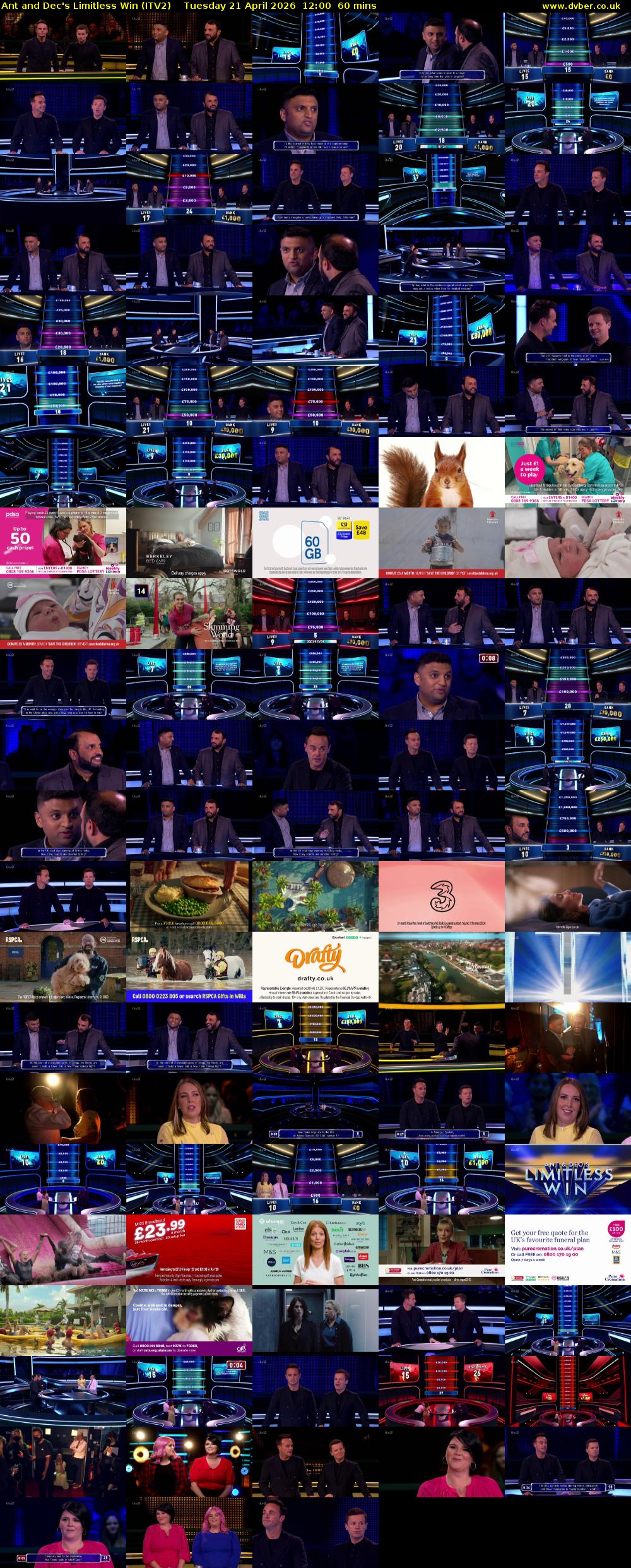 Ant and Dec's Limitless Win (ITV2) Tuesday 21 April 2026 12:00 - 13:00