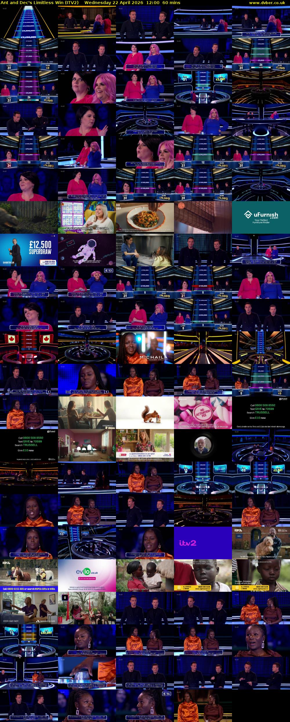 Ant and Dec's Limitless Win (ITV2) Wednesday 22 April 2026 12:00 - 13:00