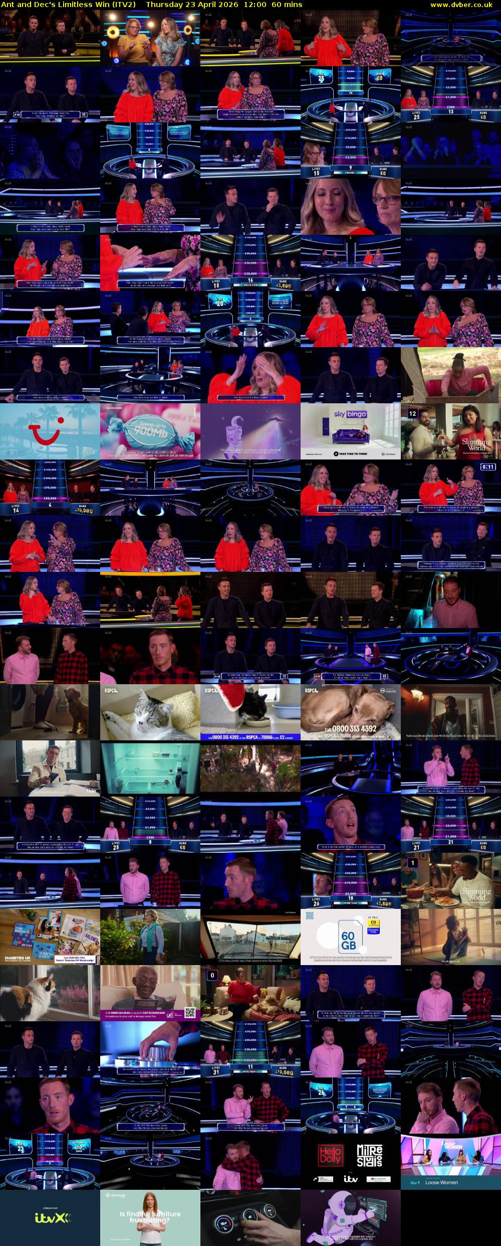Ant and Dec's Limitless Win (ITV2) Thursday 23 April 2026 12:00 - 13:00