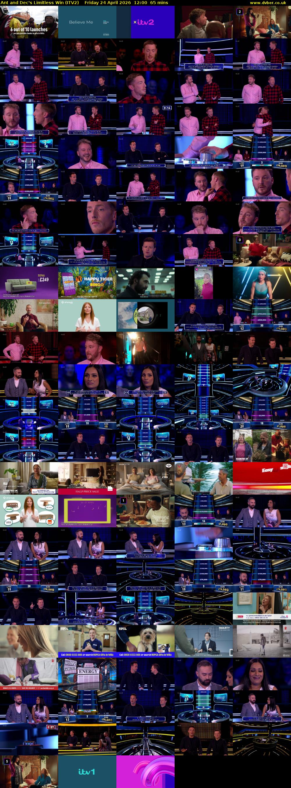 Ant and Dec's Limitless Win (ITV2) Friday 24 April 2026 12:00 - 13:05