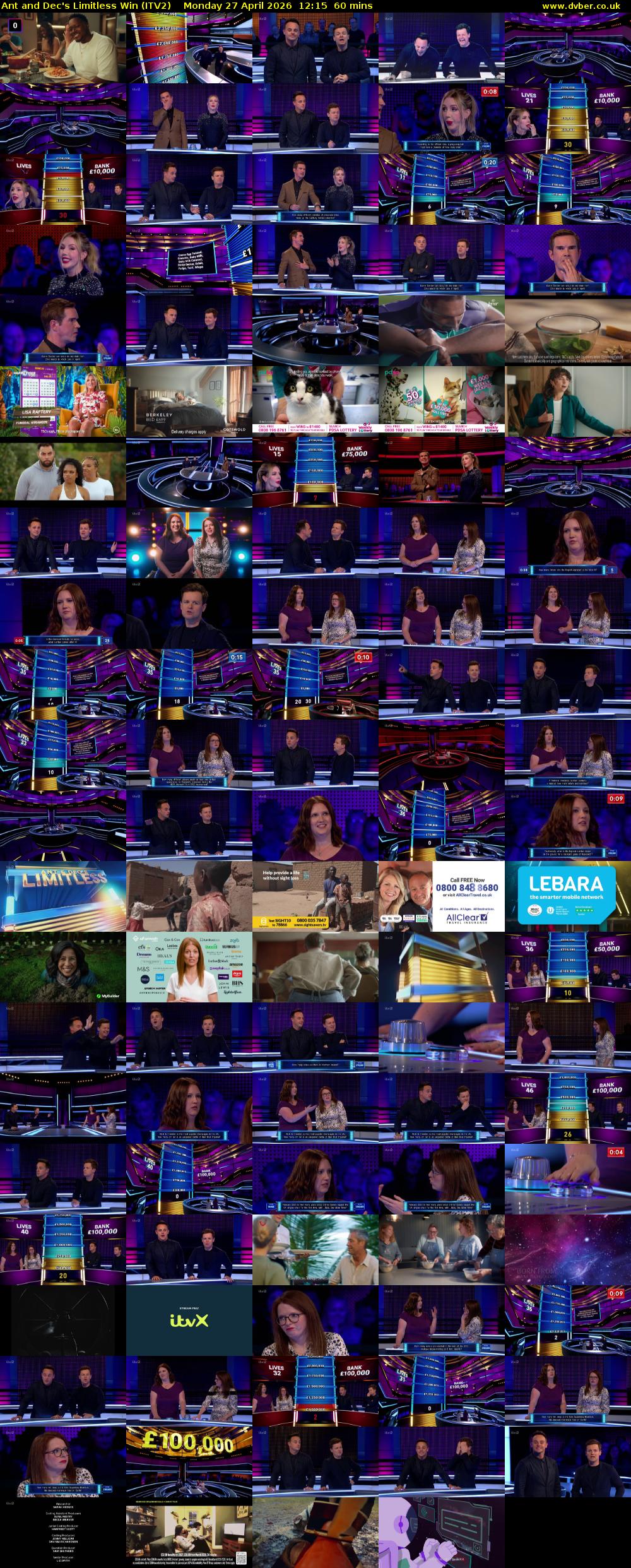 Ant and Dec's Limitless Win (ITV2) Monday 27 April 2026 12:15 - 13:15