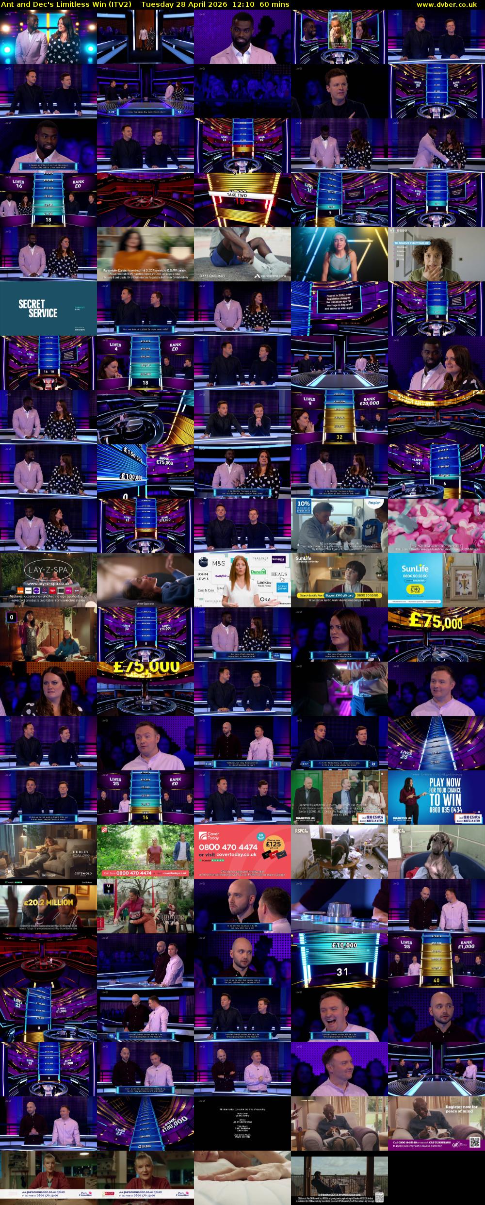 Ant and Dec's Limitless Win (ITV2) Tuesday 28 April 2026 12:10 - 13:10