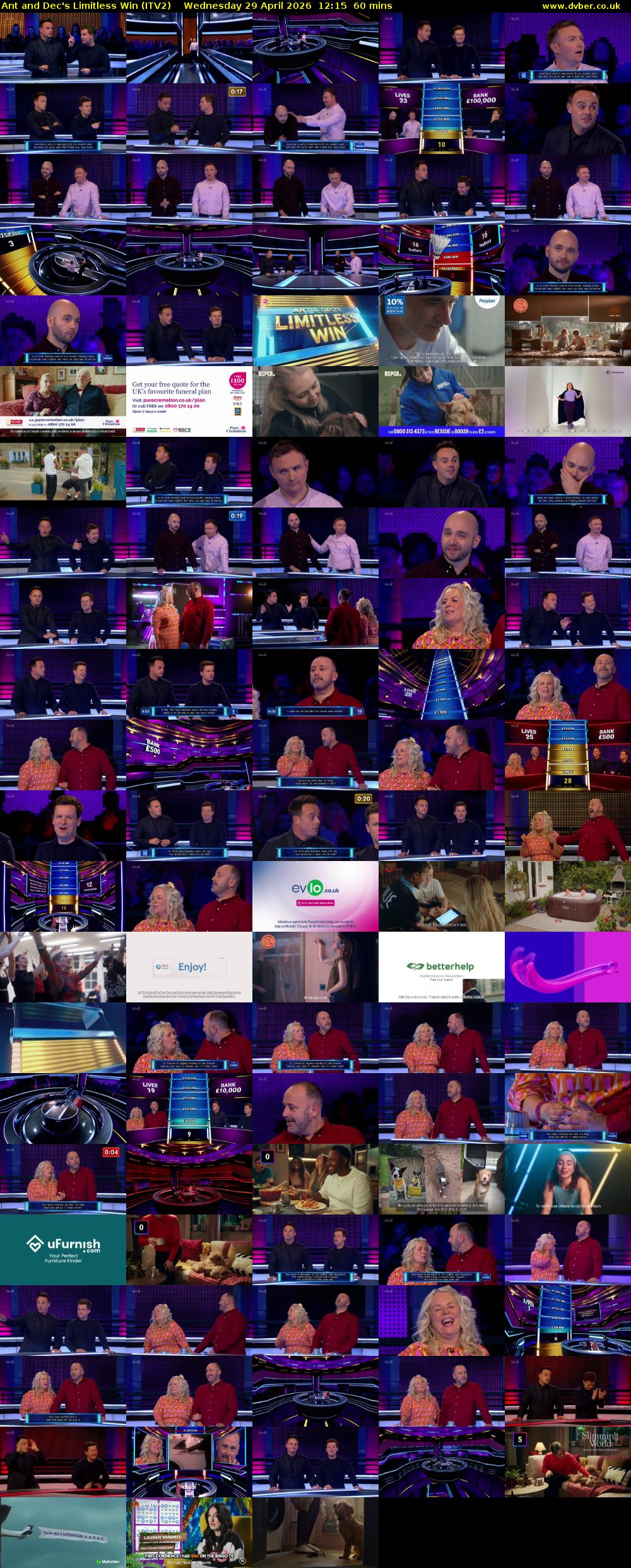 Ant and Dec's Limitless Win (ITV2) Wednesday 29 April 2026 12:15 - 13:15