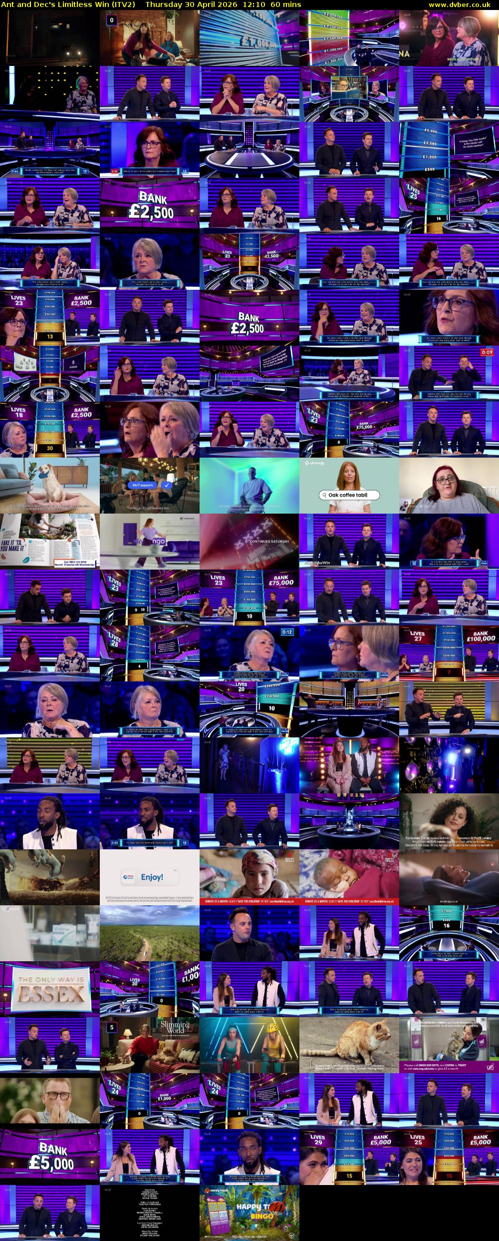 Ant and Dec's Limitless Win (ITV2) Thursday 30 April 2026 12:10 - 13:10