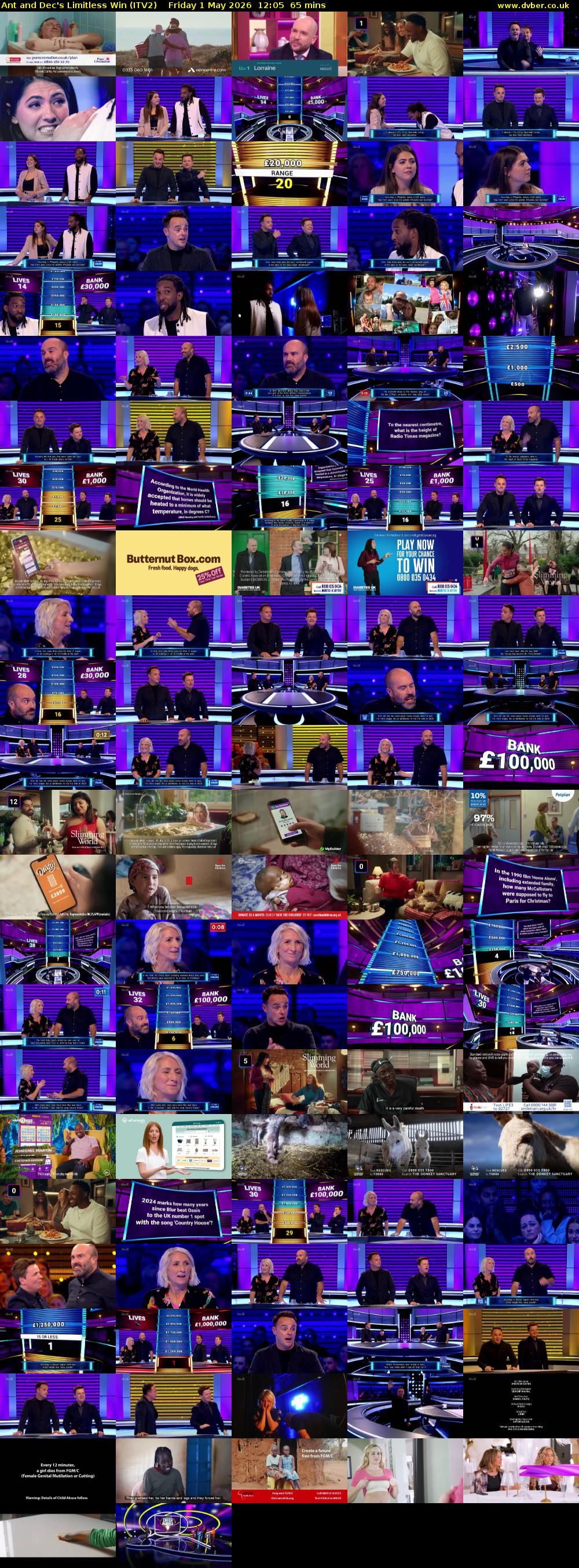 Ant and Dec's Limitless Win (ITV2) Friday 1 May 2026 12:05 - 13:10