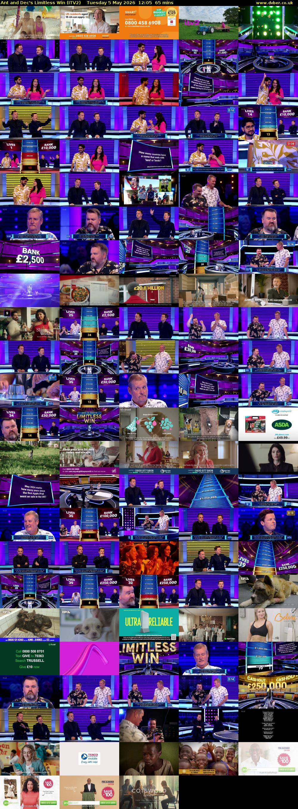Ant and Dec's Limitless Win (ITV2) Tuesday 5 May 2026 12:05 - 13:10