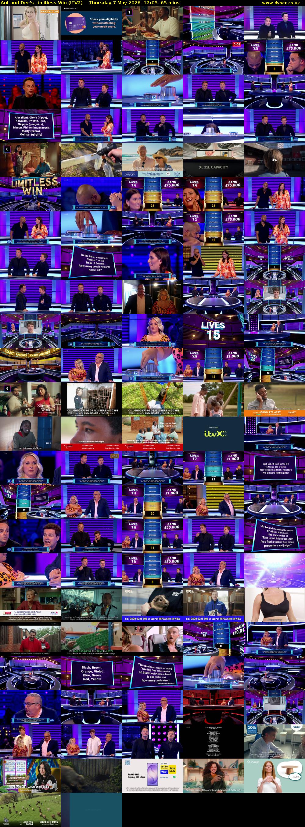 Ant and Dec's Limitless Win (ITV2) Thursday 7 May 2026 12:05 - 13:10