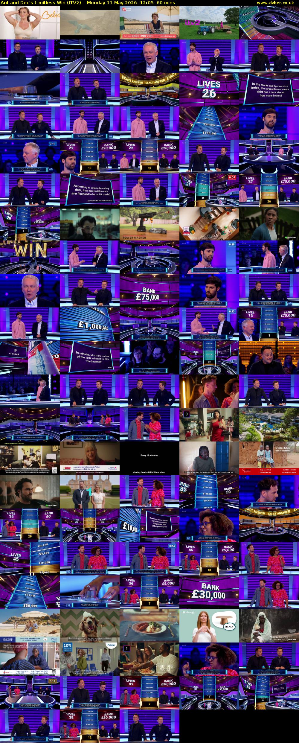 Ant and Dec's Limitless Win (ITV2) Monday 11 May 2026 12:05 - 13:05