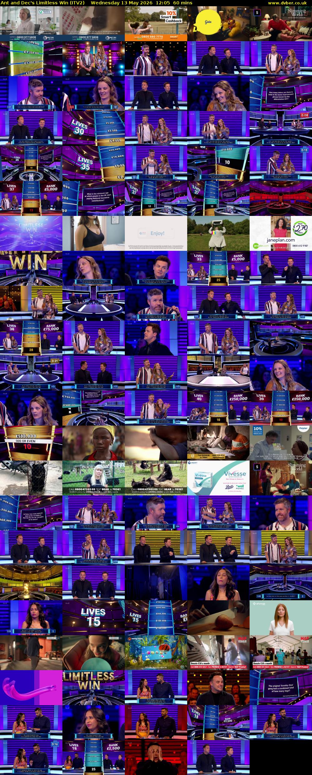 Ant and Dec's Limitless Win (ITV2) Wednesday 13 May 2026 12:05 - 13:05