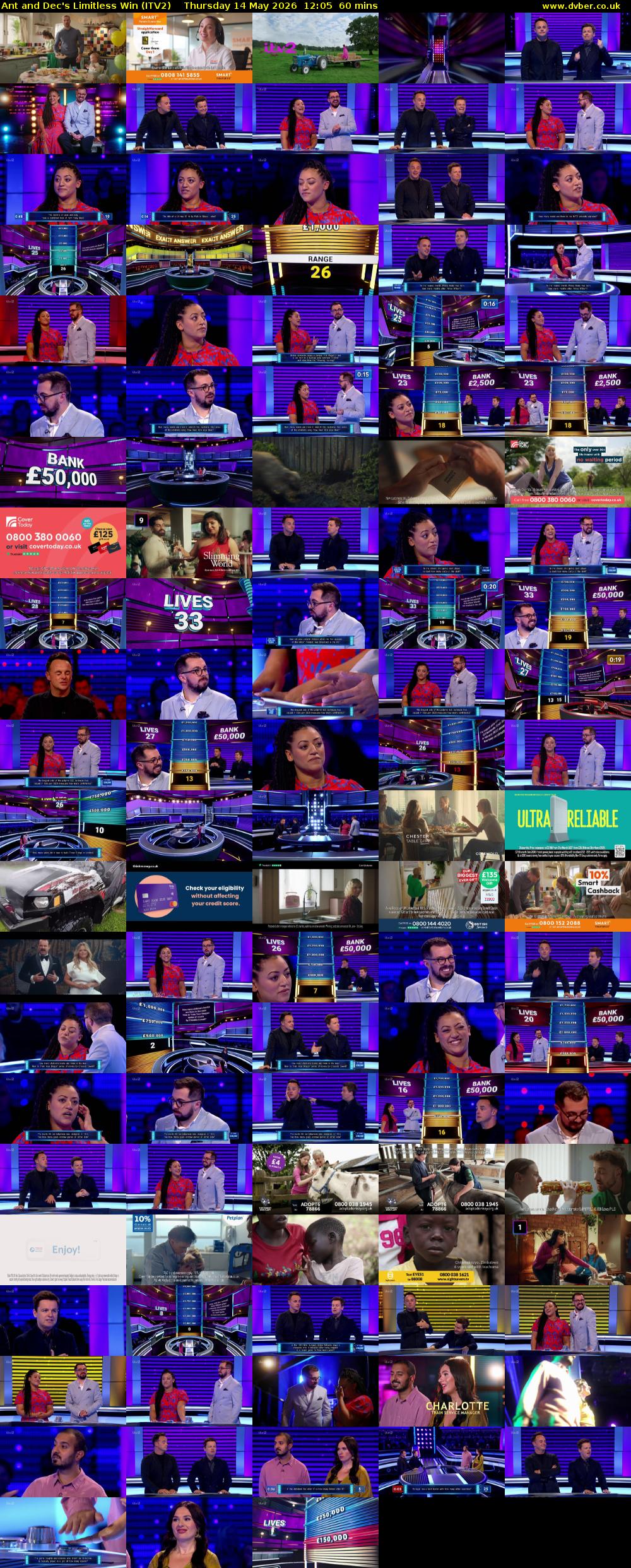 Ant and Dec's Limitless Win (ITV2) Thursday 14 May 2026 12:05 - 13:05