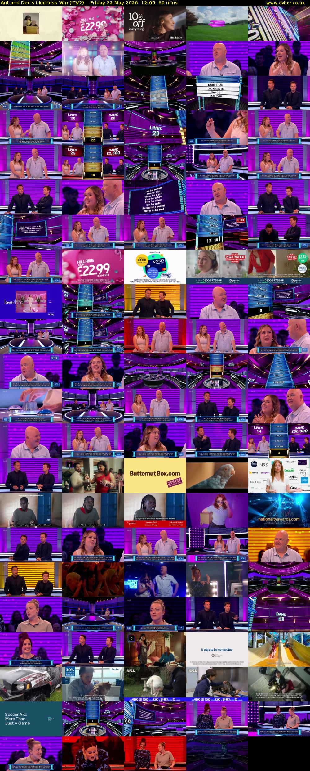 Ant and Dec's Limitless Win (ITV2) Friday 22 May 2026 12:05 - 13:05