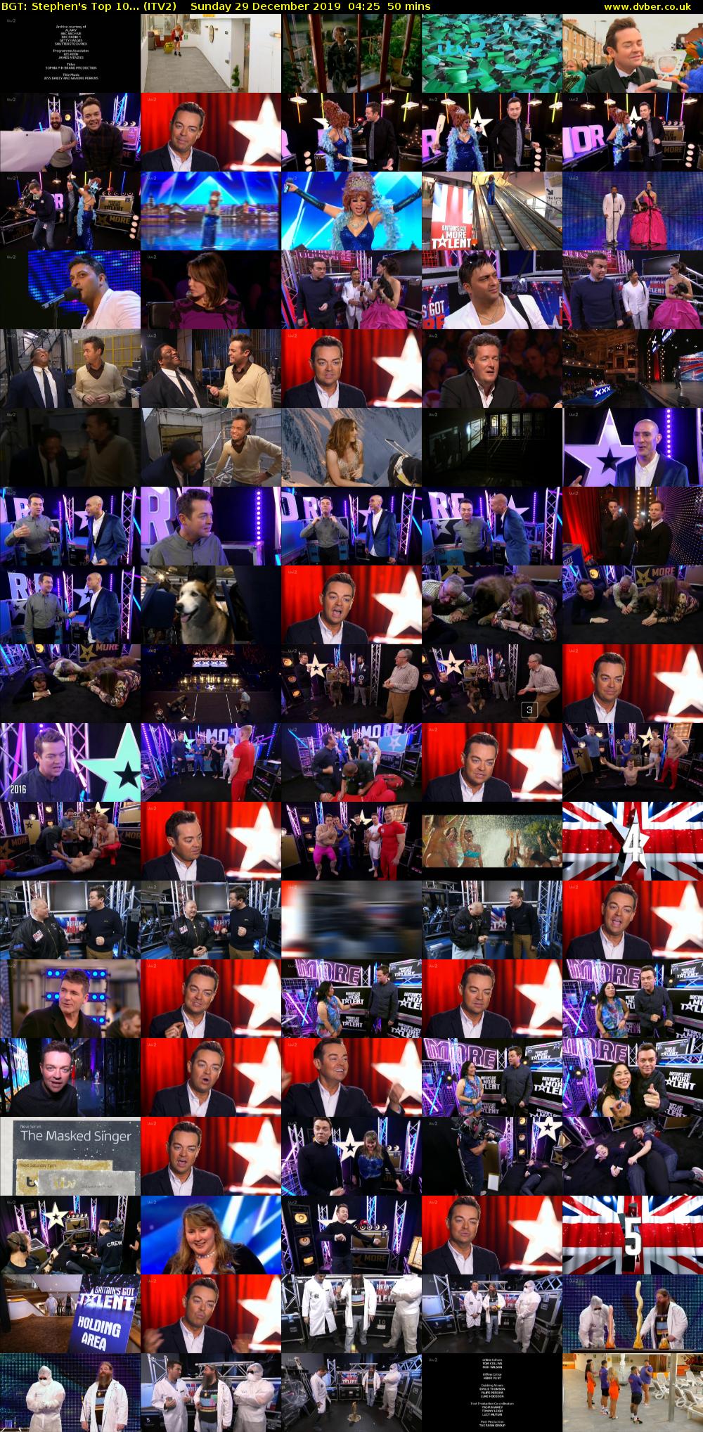 BGT: Stephen's Top 10... (ITV2) Sunday 29 December 2019 04:25 - 05:15